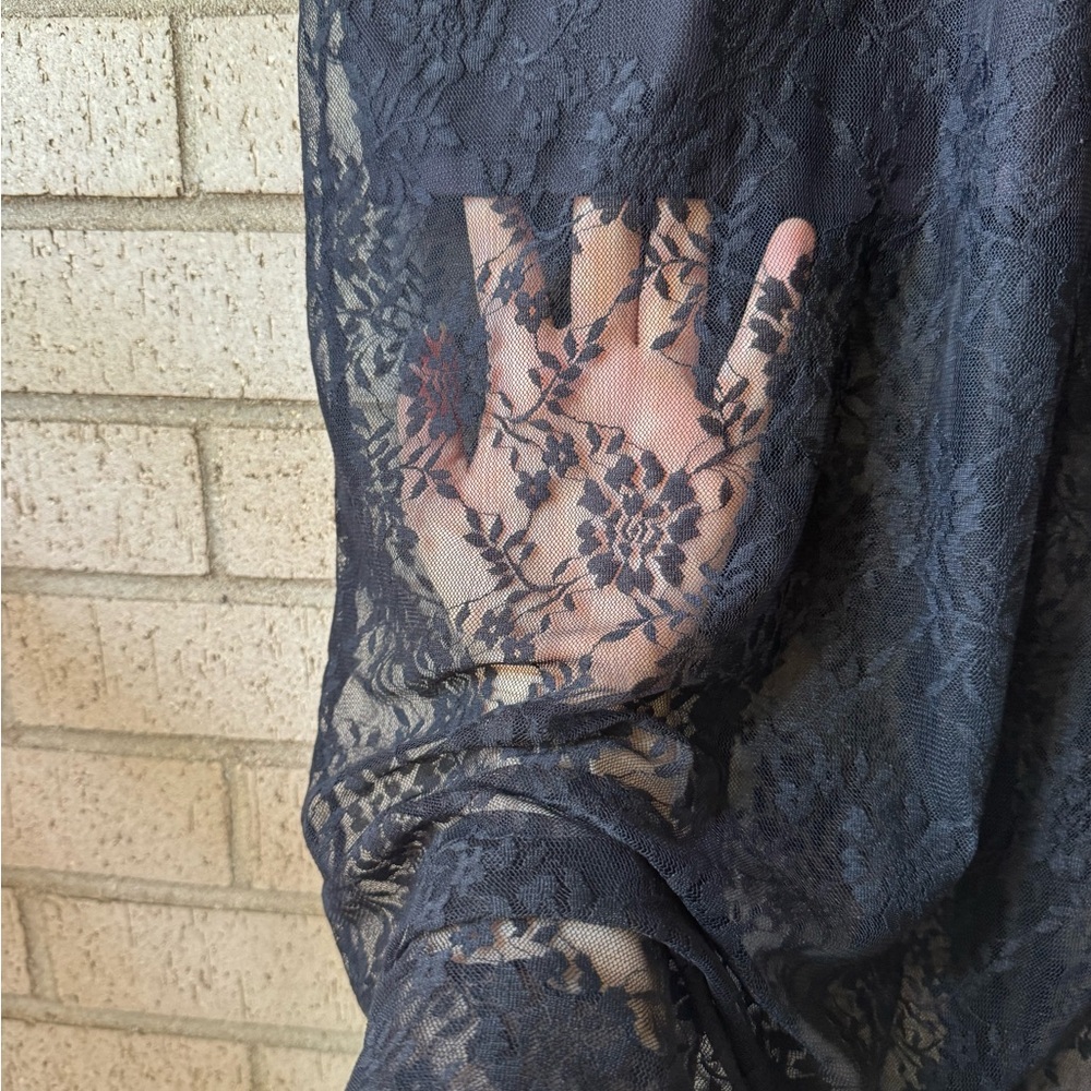 H&M Black Lace Bodycon Sheer Slip Dress | Witchy Romantic Whimsigoth | Medium - Picture 5 of 6